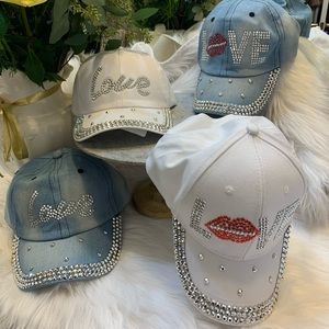 New gorgeous rhinestone bling hats. Adjustable